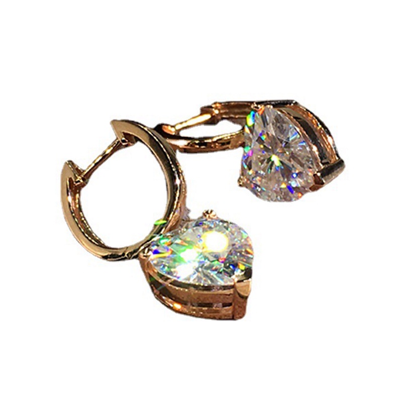 Bông Tai Hình Trái Tim Đính Đá Zircon Sang Trọng Cho Nữ