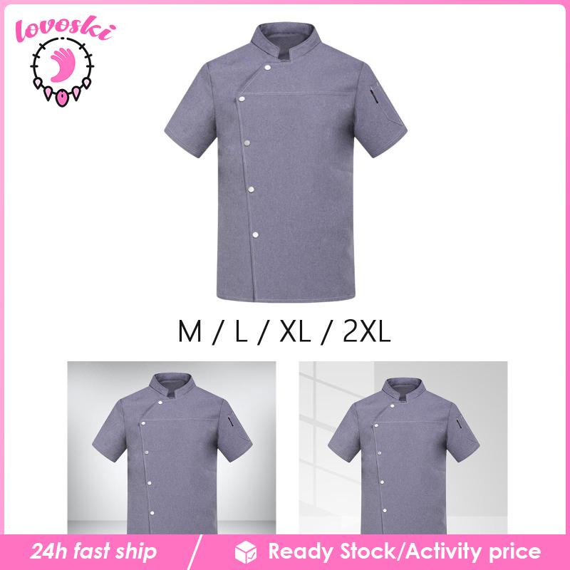 Áo Đầu Bếp Ngắn Tay Thời Trang Mùa Hè Cho Nam Nữ
