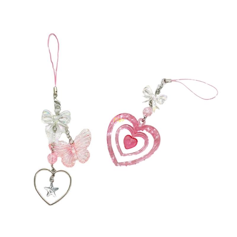 Flgo Dây Đeo Điện Thoại Màu Hồng Dễ Thương Phong Cách Punk Cho Nữ