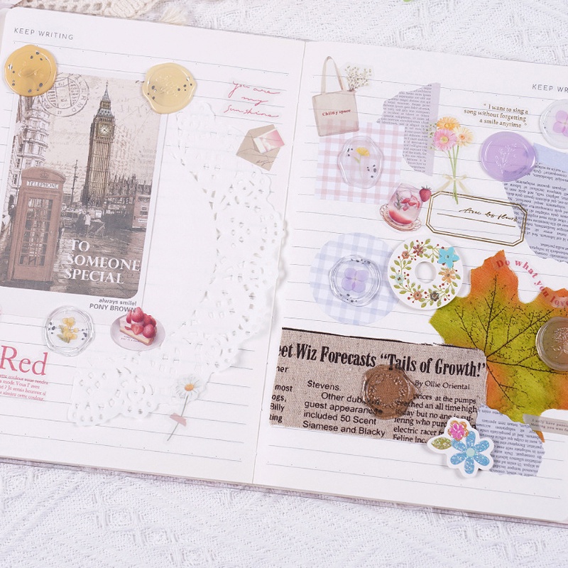 Miếng Dán Niêm Phong DIY Màu Trơn Họa Tiết Hoa Xinh Xắn