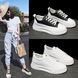Giày thể thao nữ chất vải dáng basic cá tính đế cao màu đen trắng kem năng động trẻ trung hot trend đẹp mới đơn giản AA6327