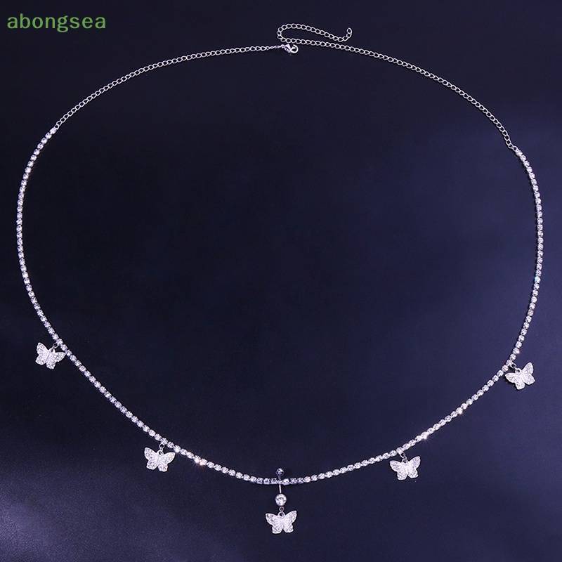 Dây Xích Đeo Hông Đính Đá Hình Bướm Bằng Bạc Quyến Rũ