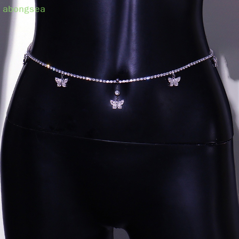 Dây Xích Đeo Hông Đính Đá Hình Bướm Bằng Bạc Quyến Rũ