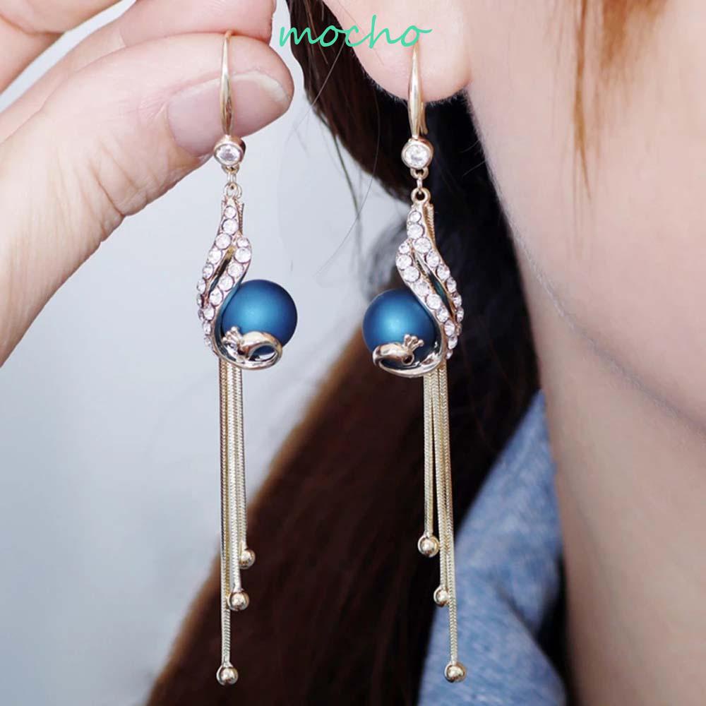 Bông Tai Dáng Dài Hình Chim Công Bằng Hợp Kim Phong Cách Hàn Quốc Thanh Lịch|Bông Tai Thời Trang Xinh Xắn Cá Tính