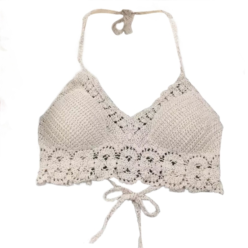 Xiangbao Áo Crop Top Không Tay Đan Móc Rỗng Thời Trang Mùa Hè Dành Cho Nữ