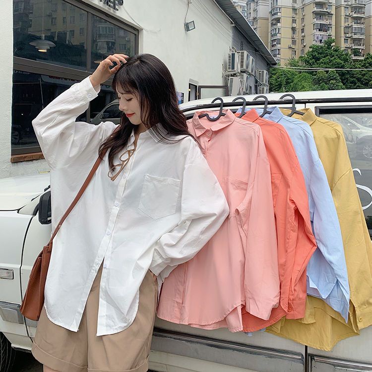 Áo Sơ Mi Dài Tay Dáng Rộng Thời Trang Mùa Xuân Hàn Quốc Dành Cho Nữ