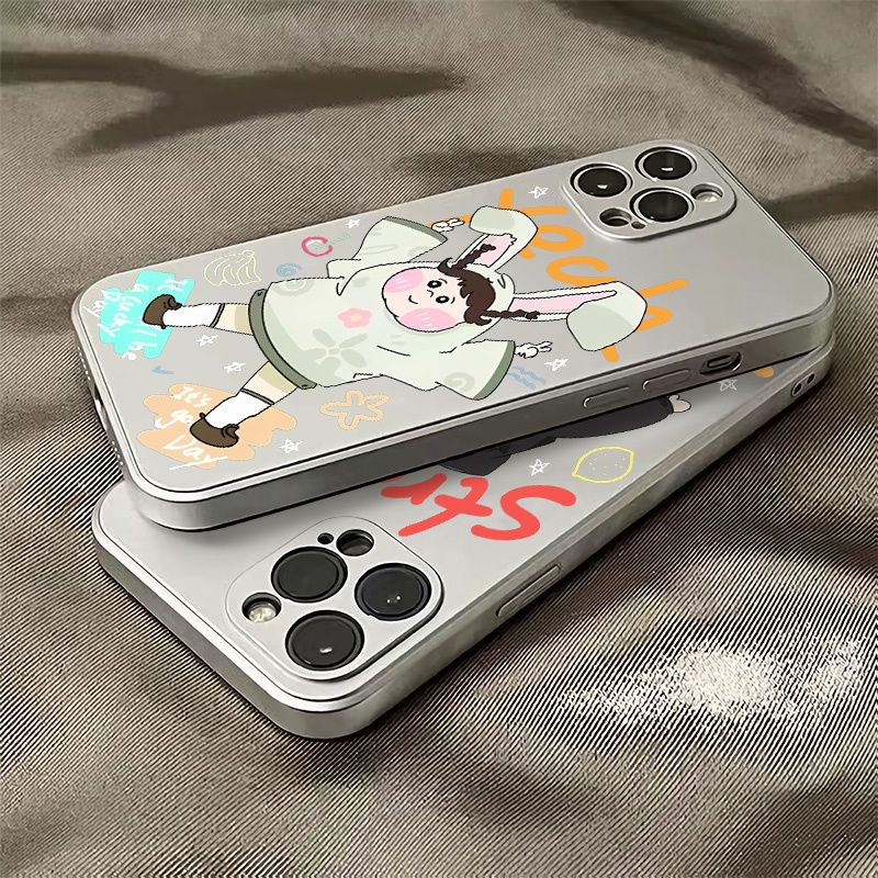 Ốp Điện Thoại Silicon TPU Mềm Mạ Điện Dễ Thương Chống Sốc Cho IPhone 14 13 12 11 Pro XS Max XR X 8 + 7 6S Plus