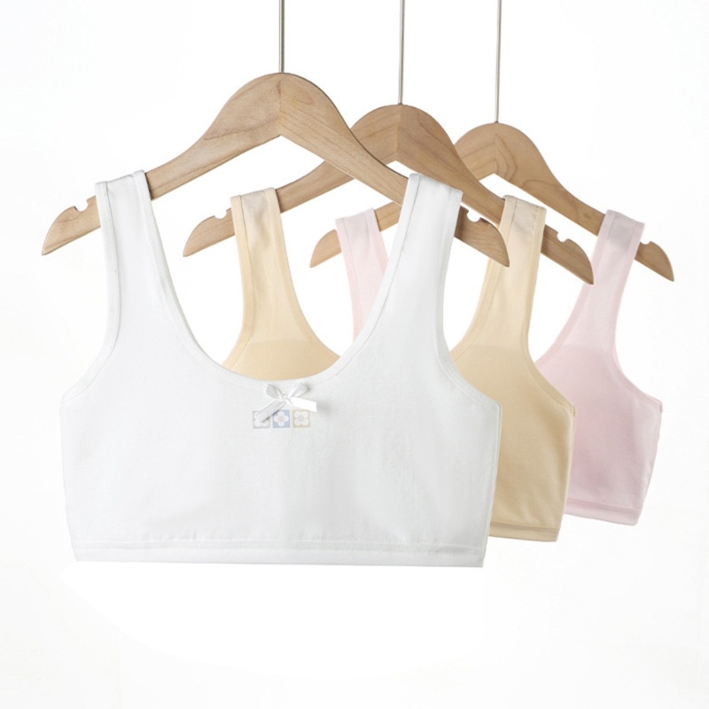 Áo Ngực Dạng Ống Mềm Co Giãn Thoáng Khí Không Gọng Màu Trơn Đính Nơ Cho Nữ Tuổi Teen