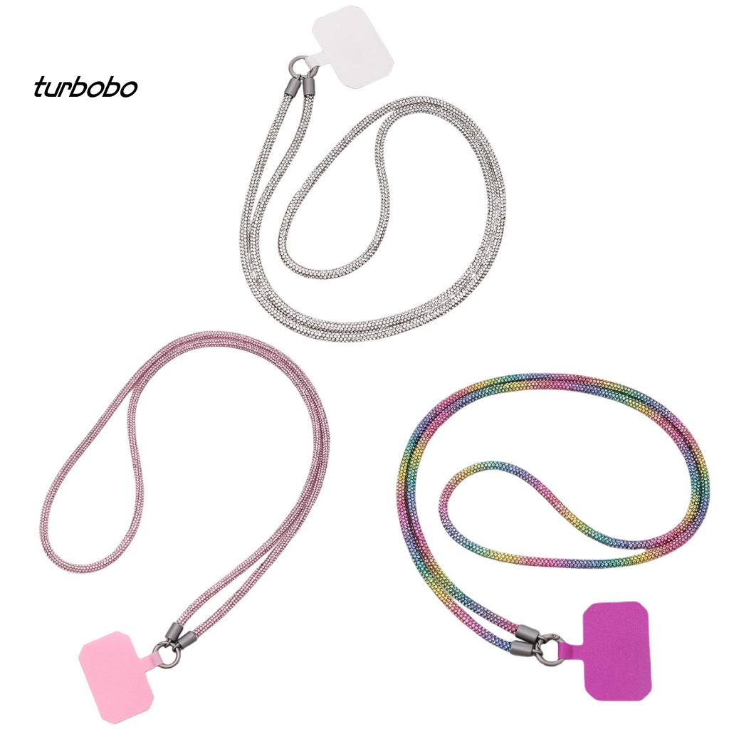 Dây Đeo Cổ Đính Đá 6mm Lấp Lánh Chống Rách Cho Điện Thoại