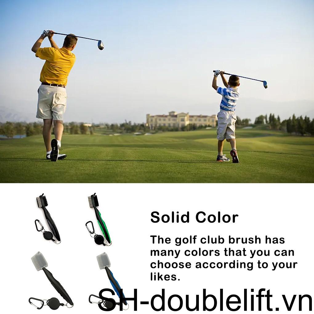 Bàn Chải Đánh Golf Hai Mặt Bằng Thép Không Gỉ Màu Sắc Đơn Giản Kèm Móc Khóa Carabiner