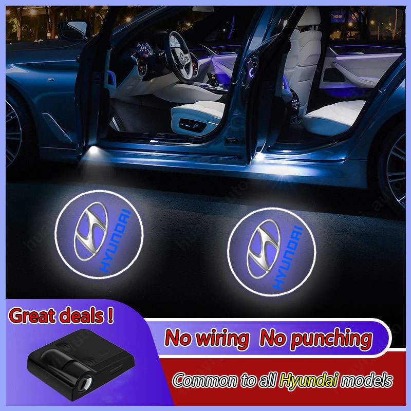 2 cái / bộ đèn cửa ô tô hyundai đèn chào mừng không dây stagazer creta accent getz avega i10 santafe h1 matrix i30 hb20 tucson led light cartoon hd 3d projector