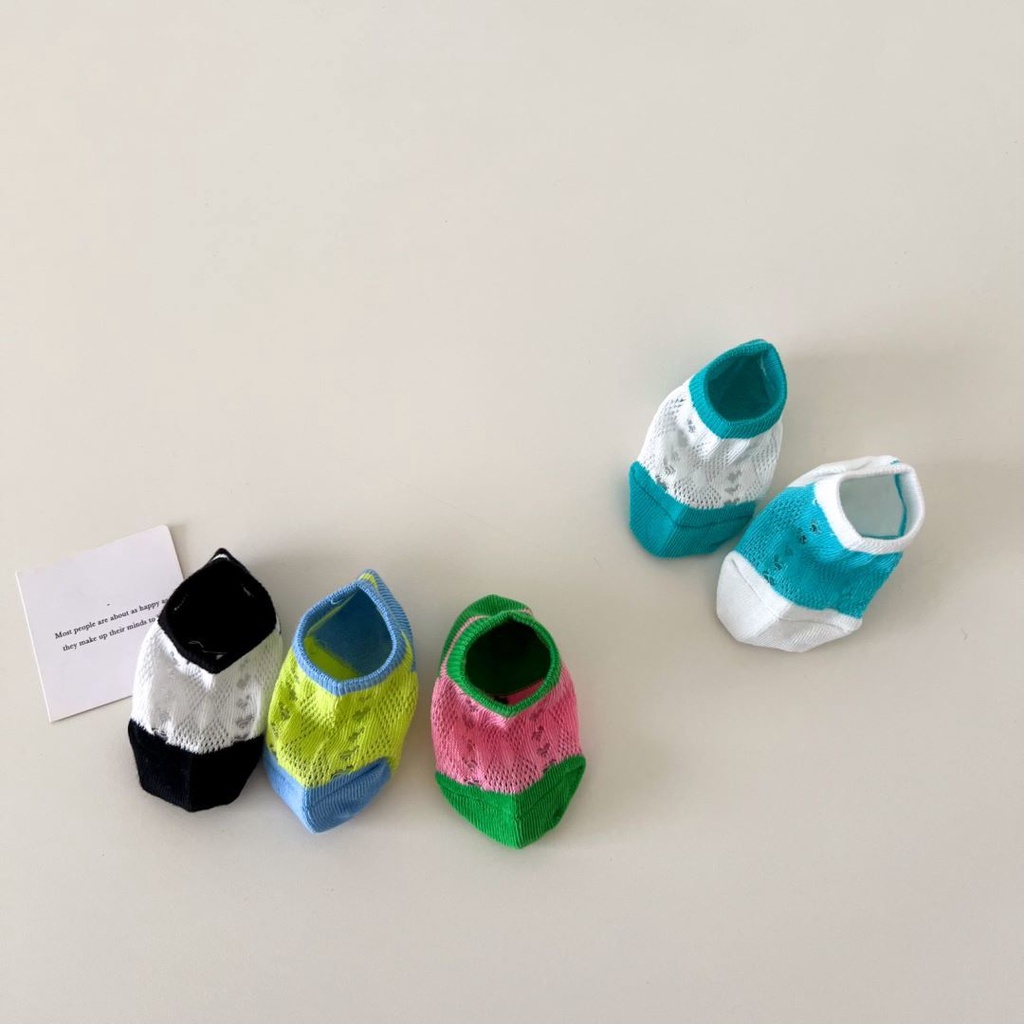 Vớ Cotton Mỏng Phối Lưới Thoáng Khí Màu Sắc Thời Trang Xuân Hè Dành Cho Bé Trai Và Bé Gái