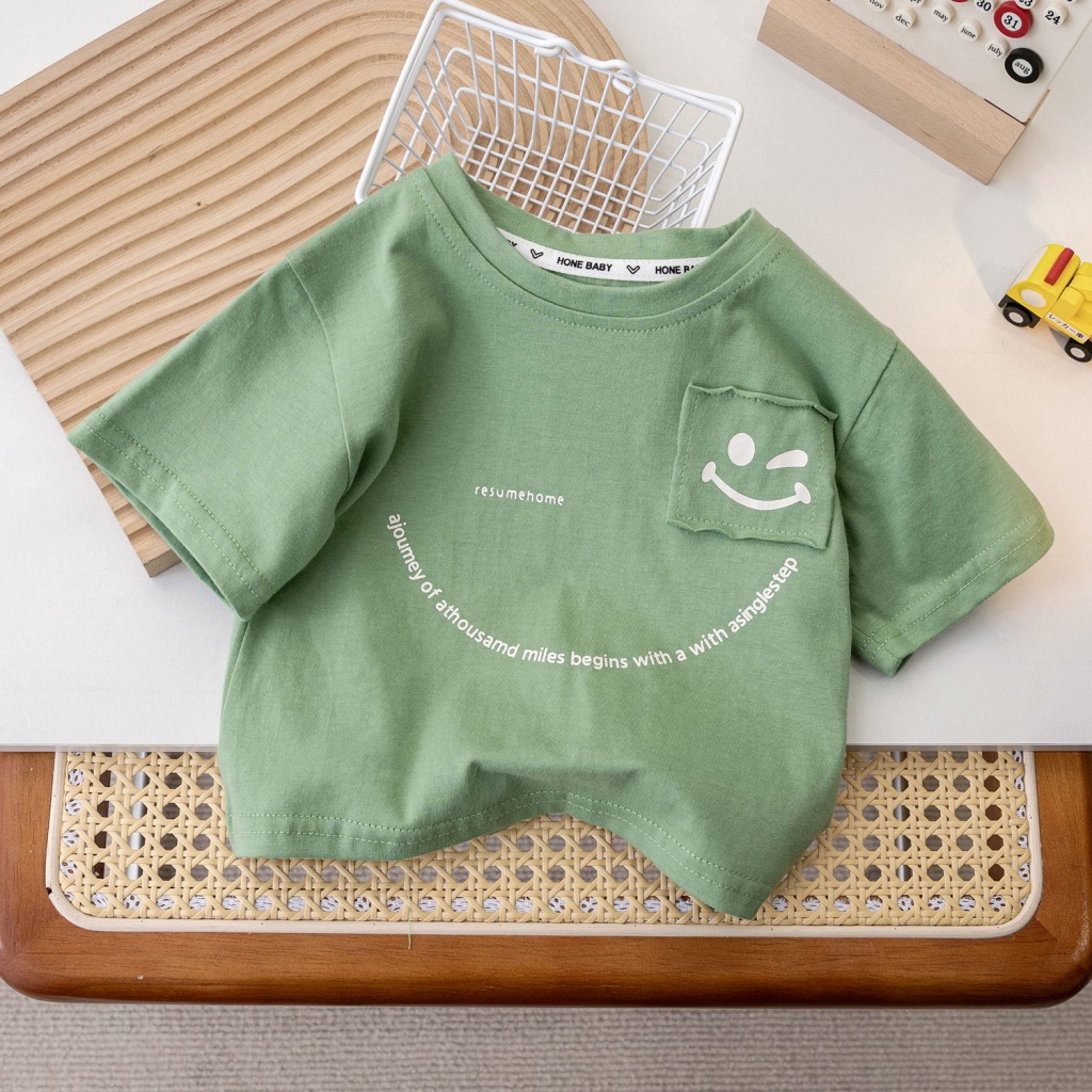 MNGRL Áo Thun Tay Ngắn Cotton Thoải Mái Cổ Tròn In Hoạt Hình Mùa Hè Cho Bé Trai Bé Gái
