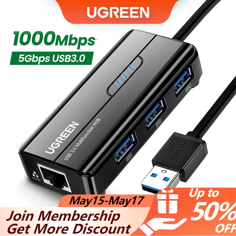 Bộ chuyển đổi Ugreen USB 3.0 2.0 sang mạng RJ45 Lan thiết kế tiện dụng