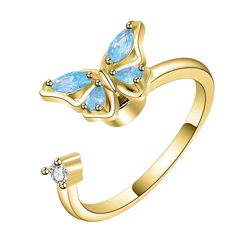 Nhẫn Xoay Hình Bướm Đính Đá Zircon Giải Tỏa Căng Thẳng