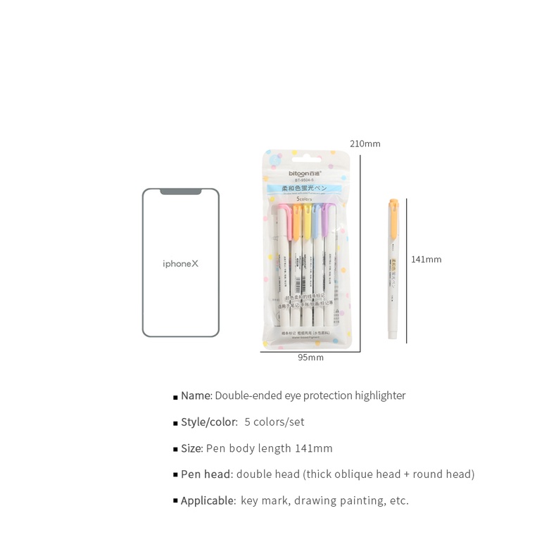 Set 5 Bút Đánh Dấu Hai Đầu Đa Sắc Sáng Tạo Cho Học Sinh DIY