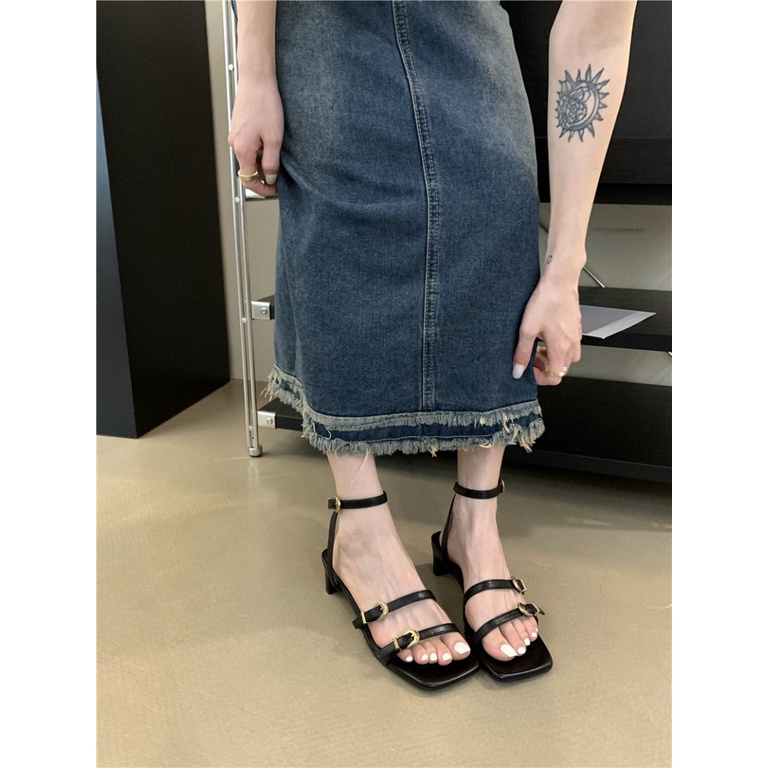 Giày Sandal Cao Gót Mùa Hè 2023 Hợp Thời Trang Phong Cách Hàn Quốc Cho Nữ