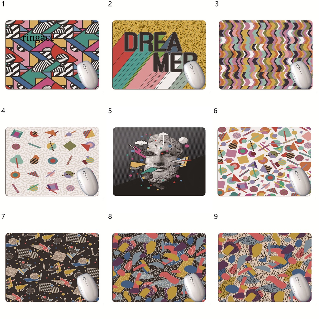 Tấm Lót Chuột RGA Bằng Cao Su Mềm Chống Trượt Họa Tiết Hình Học Nhiều Màu Sắc Dành Cho Văn Phòng