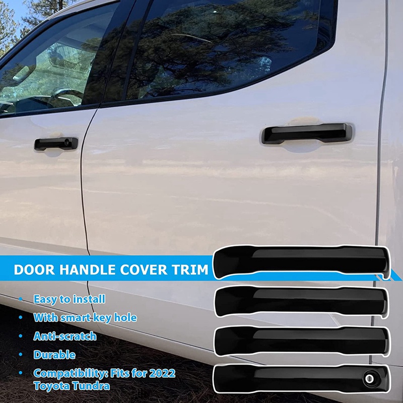 Viền Bọc Tay Nắm Cửa Bên Ngoài Màu Đen Cho Toyota Tundra 2022-2023