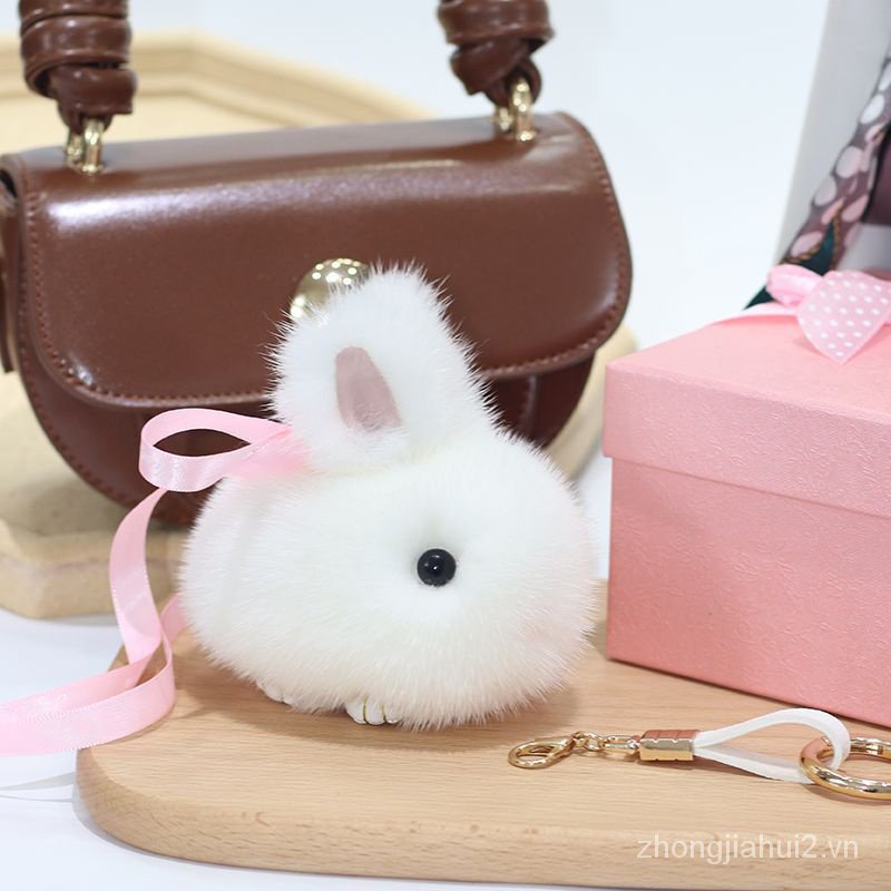 Móc Khóa Thỏ Lông Xù Mini Dễ Thương Phong Cách Mới 2023