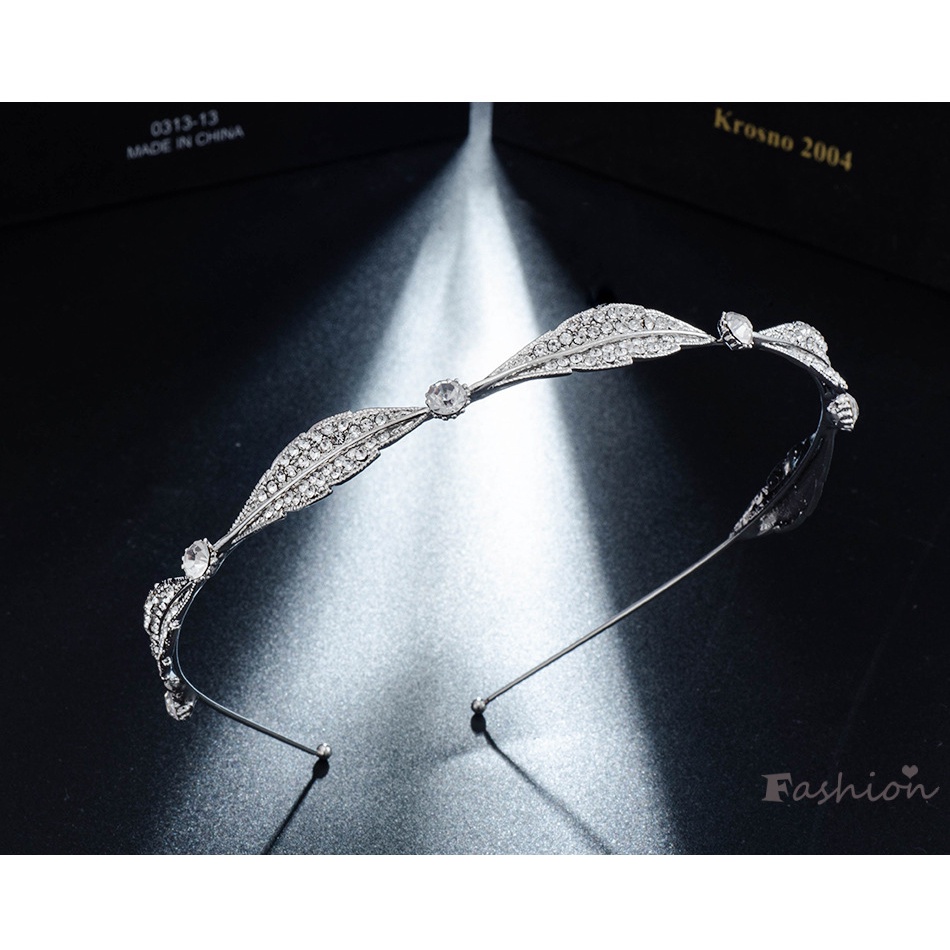 Băng Đô Cài Tóc Hình Chiếc Lá Đính Đá Lấp Lánh Cho Cô Dâu