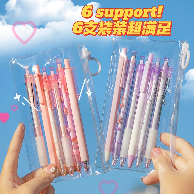Set 6 Bút Bi Mực Đen Ngòi 0.5mm