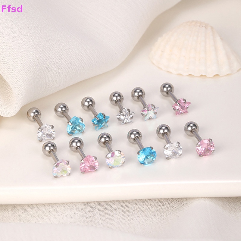 1 Đôi Khuyên Tai Dạng Xoắn Ốc Pha Lê Nhiều Màu 5mm Cho Nữ