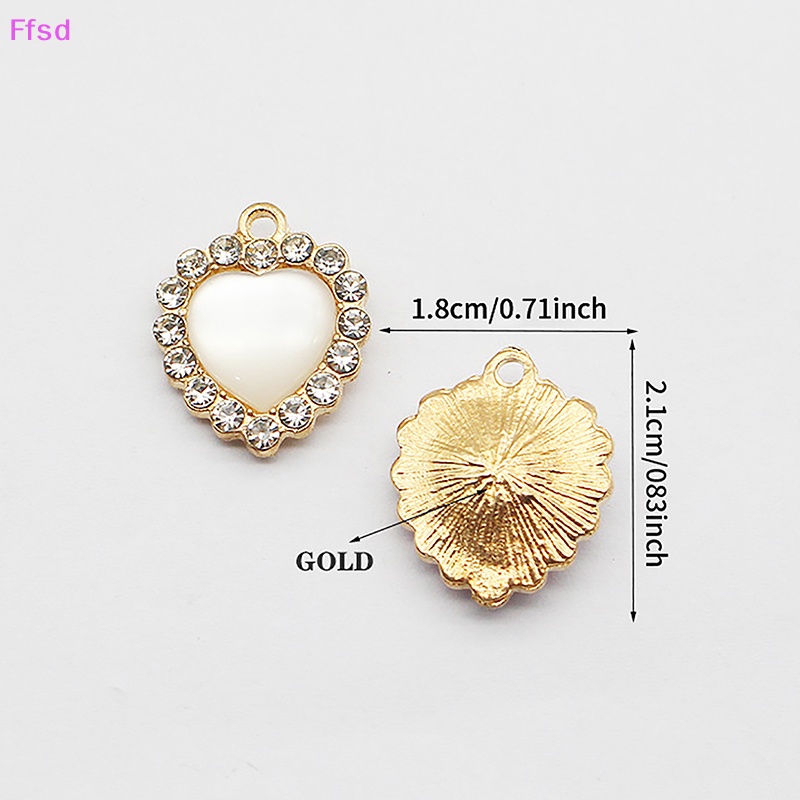 Phụ Kiện Trang Sức Treo Tường Hình Trái Tim Đính Đá 18MM Màu Vàng Phong Cách Hàn Quốc