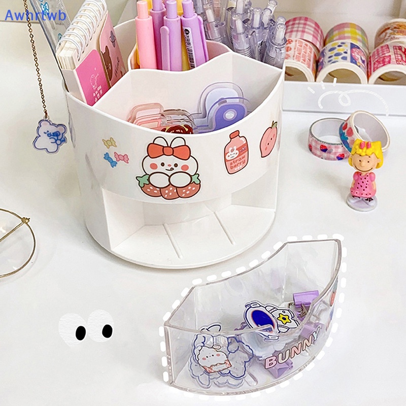 Awhrtwb Sáng Tạo Rotag 360° Hộp Đựng Bút Màu Trơn Để Bàn Tiện Dụng Cho Học Sinh / Văn Phòng Mới