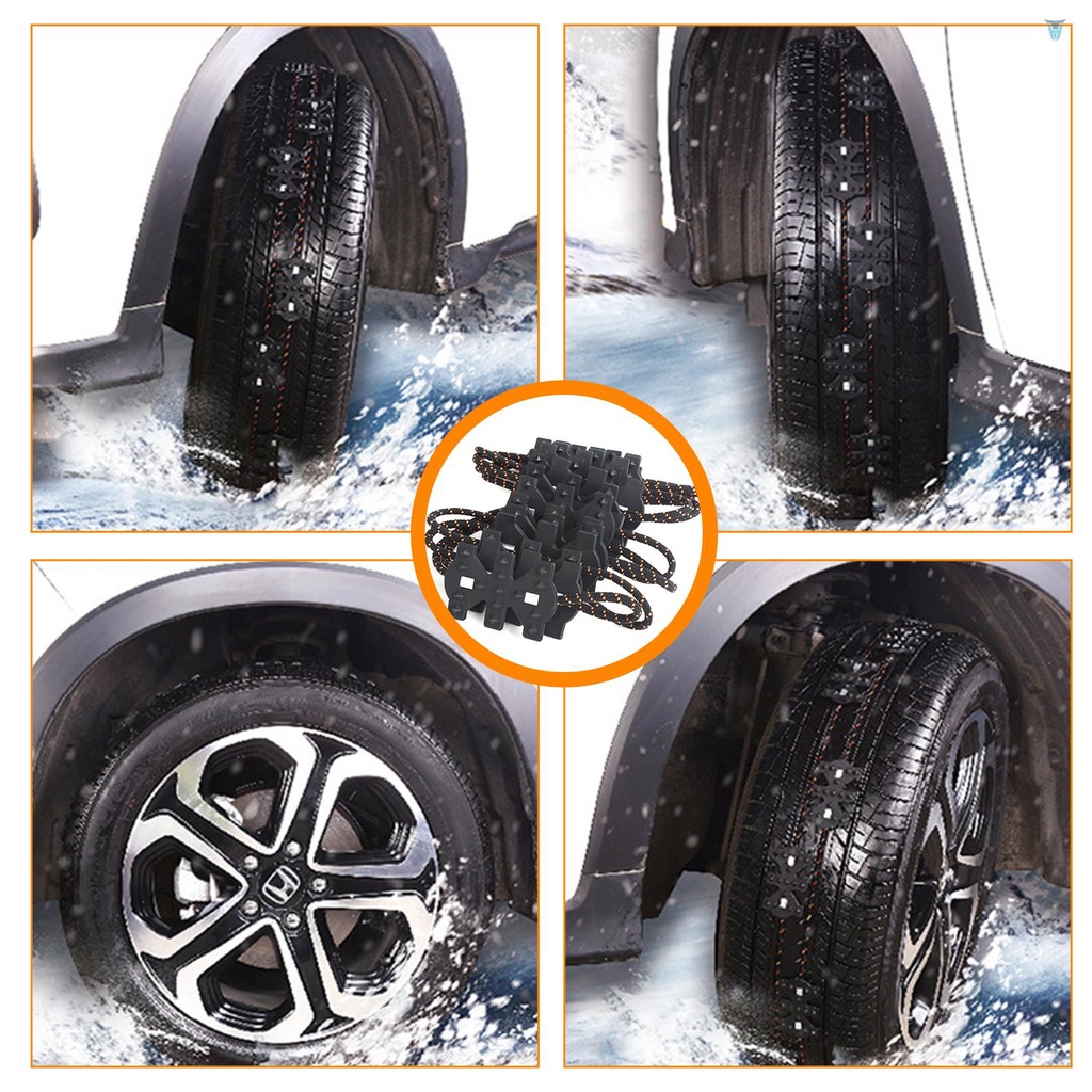 Bộ 4 Dây Xích Khẩn Cấp Chống Trượt Tuyết Màu Đen Thông Dụng Cho Xe Hơi Xe Tải SUV MPV