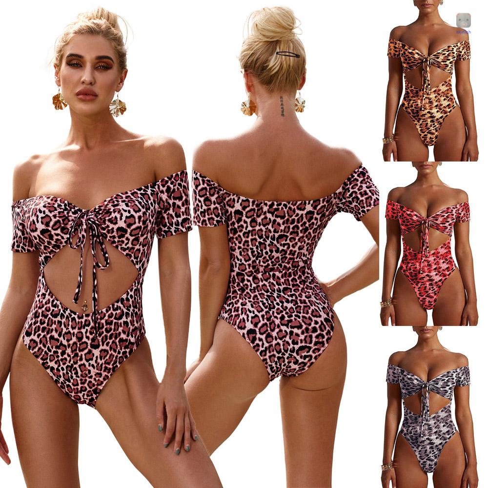 Bộ Đồ Bơi Một Mảnh Hở Vai Lưng Cao Có Đệm Ngực In Họa Tiết Da Báo Dành Cho Nữ