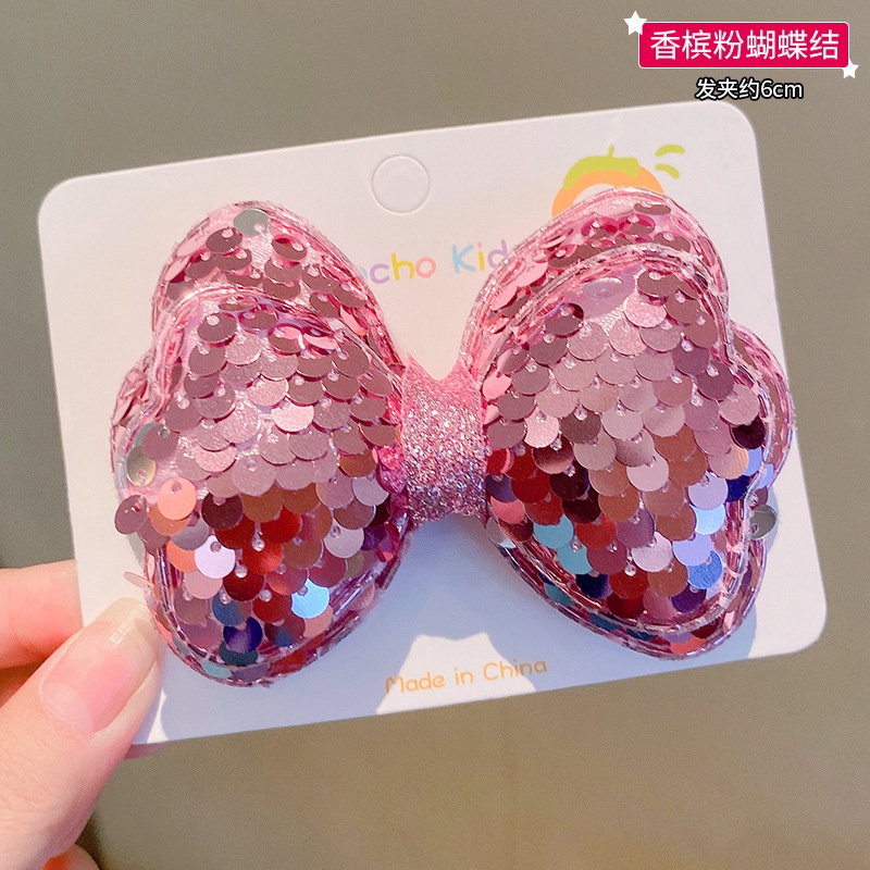 Dây Buộc Tóc Cao Su Thắt Nơ Đính Kim Sa Lấp Lánh Phong Cách Hàn Quốc Cho Bé Gái