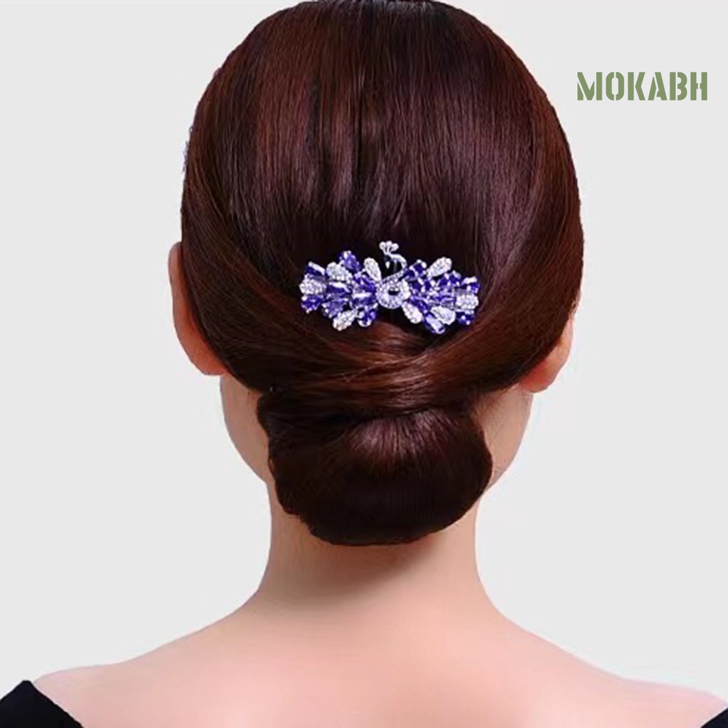 Kẹp Tóc Con Công Đính Đá Chống Trượt Kiểu Dáng Thanh Lịch