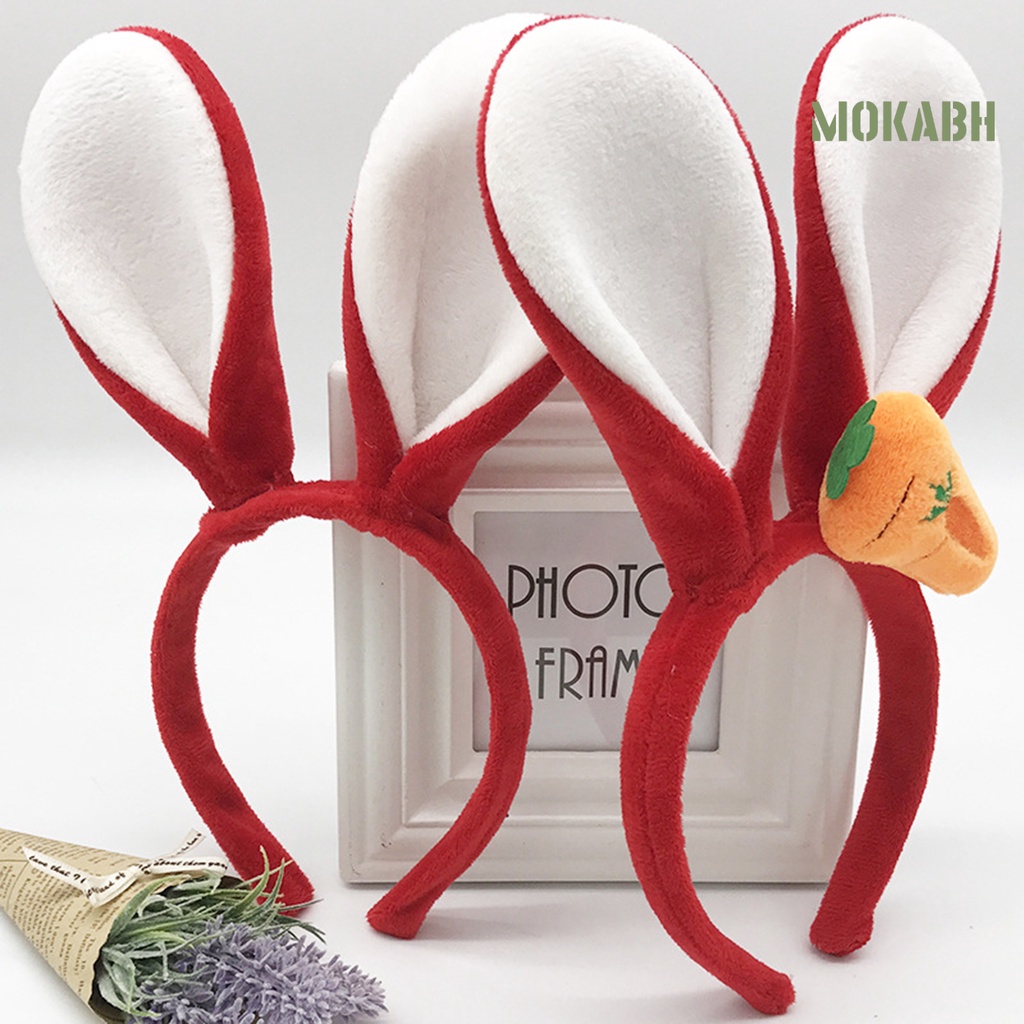 Băng Đô Tai Thỏ Họa Tiết Hoạt Hình Co Giãn Đáng Yêu