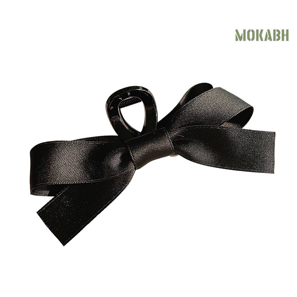 Kẹp Tóc Dạng Nơ Màu Trơn Co Giãn Có Răng Lớn Cho Nữ