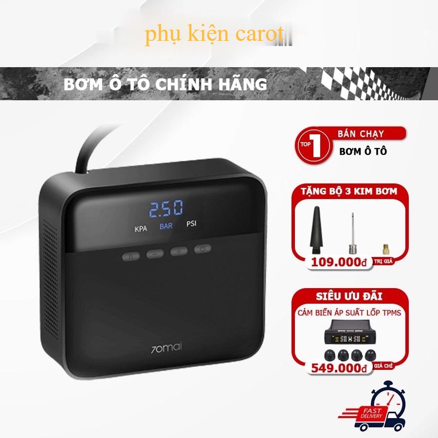 Bơm Lốp Ô Tô Xiaomi 70mai Midrive TP03 bơm điện đa năng áp suất 11bar chân tẩu ô tô BH chính hãng