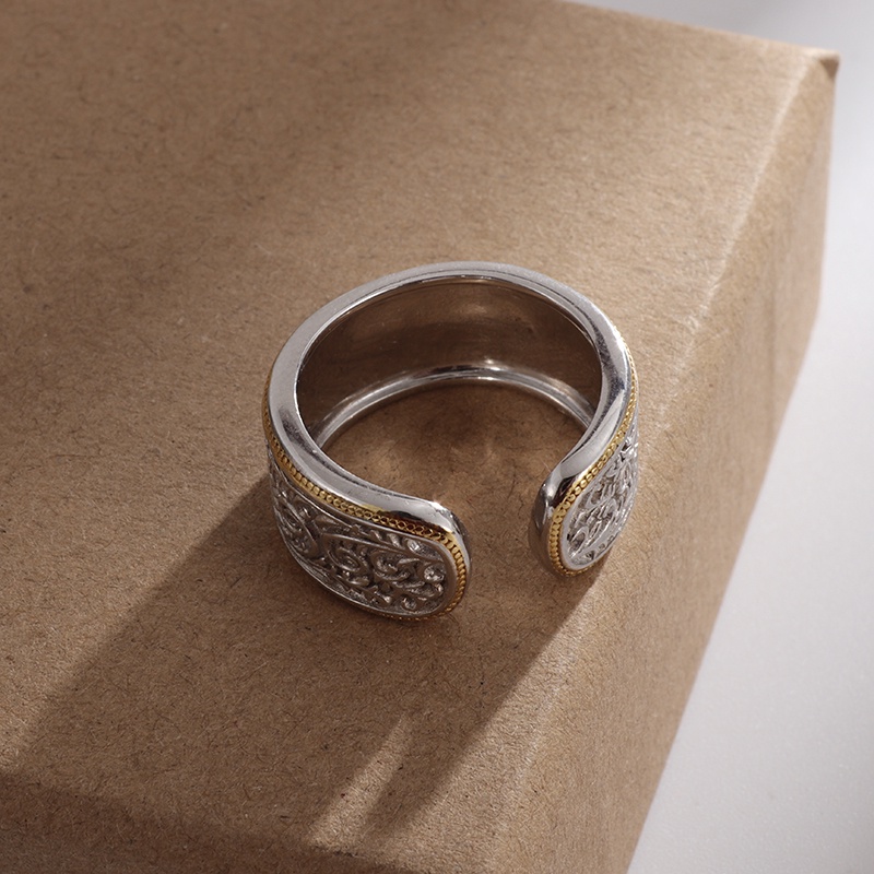 Nhẫn Bạc Trang Trí Họa Tiết Dập Nổi Sang Trọng Cho Nam Nữ