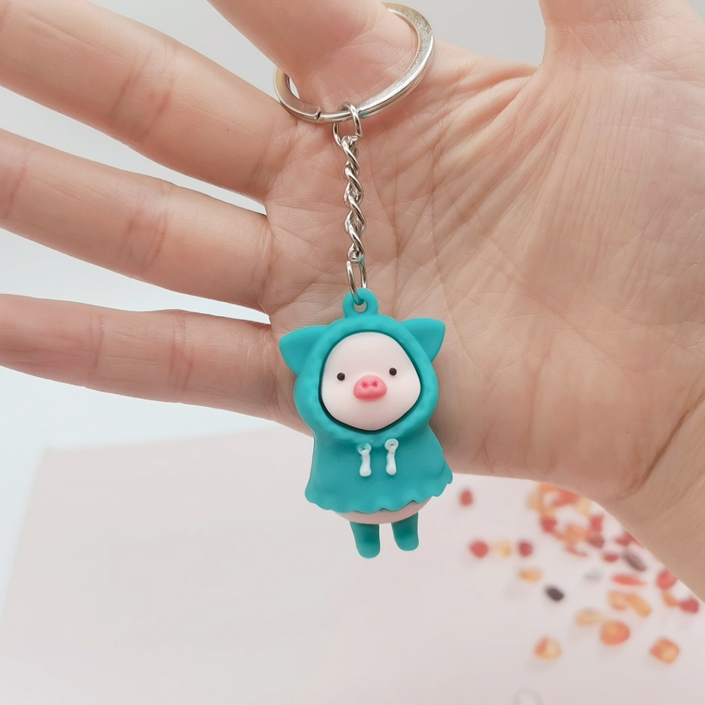 Móc Khóa Cao Su PVC Mềm Hình Heo Con Ba Chiều Phong Cách Mới diy