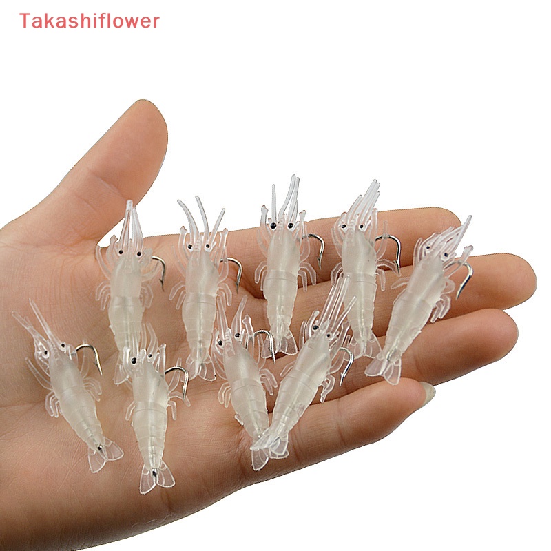 Set 10 Mồi Câu Cá Giả Hình Con Tôm Mềm Mại Kèm Móc Câu Tiện Lợi