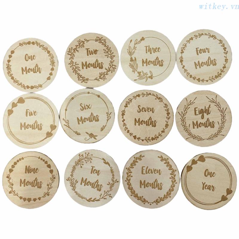 Bộ 12 Thẻ Ghi Chú Đánh Dấu Cột Mốc Phát Triển Theo Tháng Cho Bé Sơ Sinh