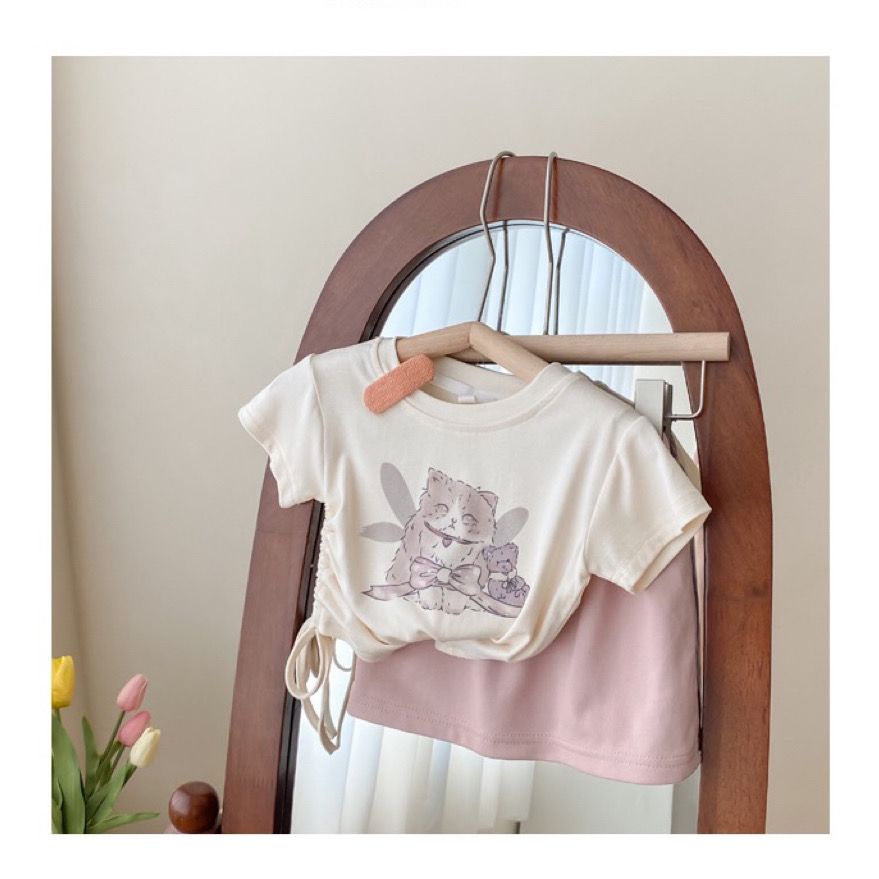 Set Áo Thun Tay Ngắn Và Chân Váy Thời Trang Hè 2023 Mới Cho Bé Gái