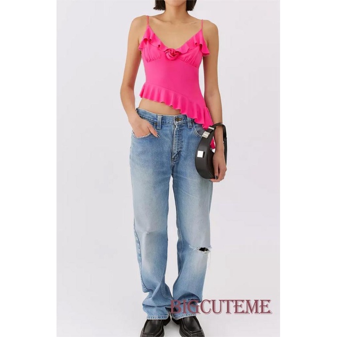 Áo Hai Dây Cổ Chữ V Màu Sắc Thời Trang Mùa Hè Cho Nữ