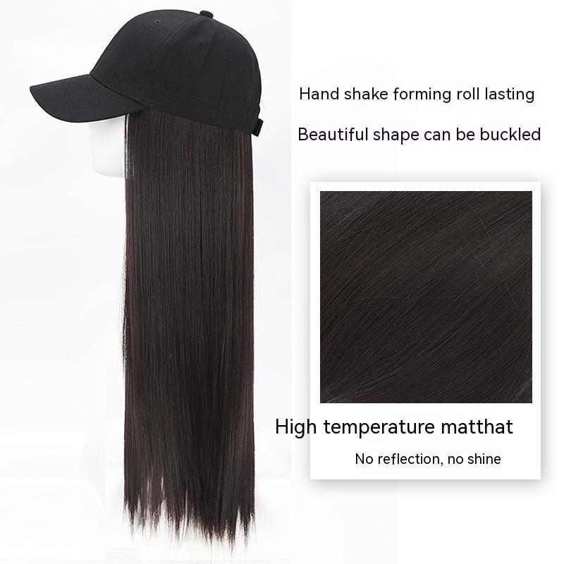 Tóc Giả Dài Thẳng Tự Nhiên Kèm Mũ Đội Thời Trang Mùa Hè Dành Cho Nữ