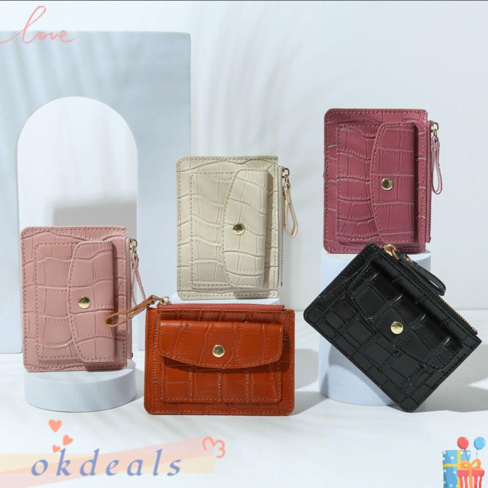 Ví Da PU Mini Màu Trơn Có Ngăn Đựng Thẻ Tiện Dụng