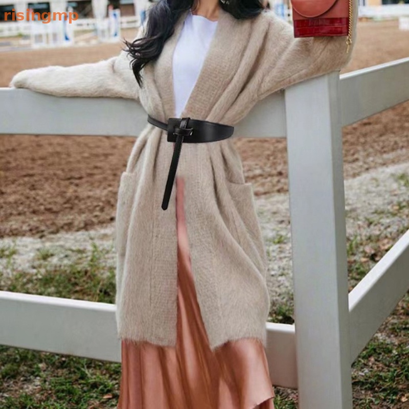 [risingmp] Thắt Lưng Da pu Mềm Thắt Nút Chất Lượng Cao Dáng Dài Rộng Mùa Hè Cho Nữ cintos