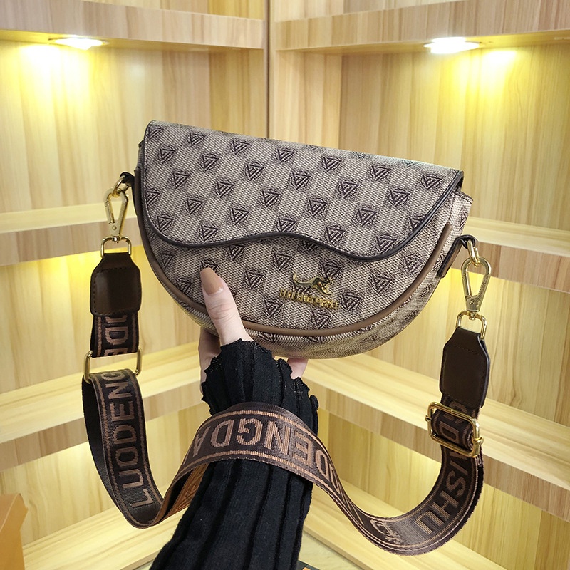 Túi Xách Đeo Vai Kiểu Yên Ngựa In Họa Tiết Cổ Điển Thời Trang Cho Nữ