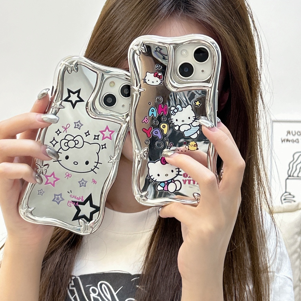Ốp Điện Thoại PC Cứng Chống Sốc Mạ Điện Họa Tiết Hello Kitty Dễ Thương Cho iphone 14 13 12 11 Pro Max