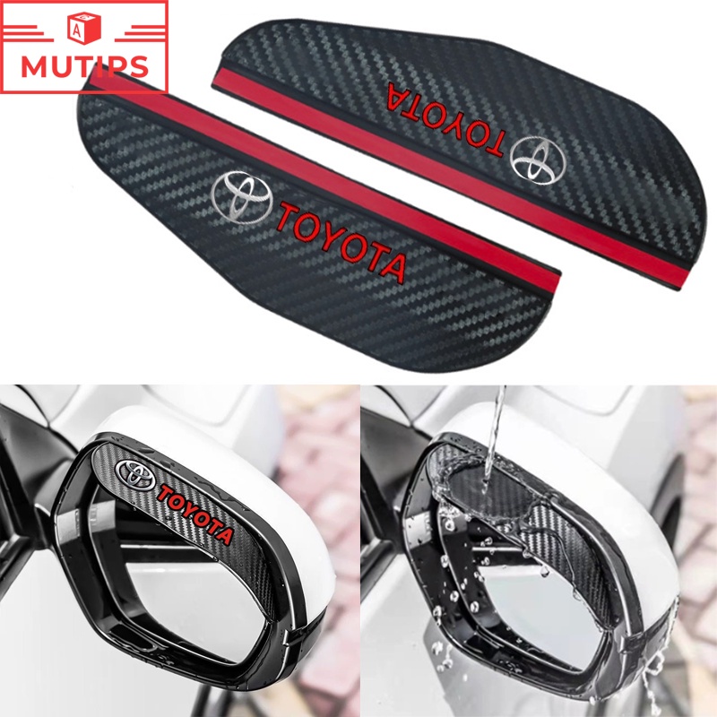 Bộ 2 Miếng Dán Kính Chiếu Hậu Bằng Sợi Carbon Cho Xe Hơi Toyota TRD GR Avanza Veloz Rush Agya Razie 