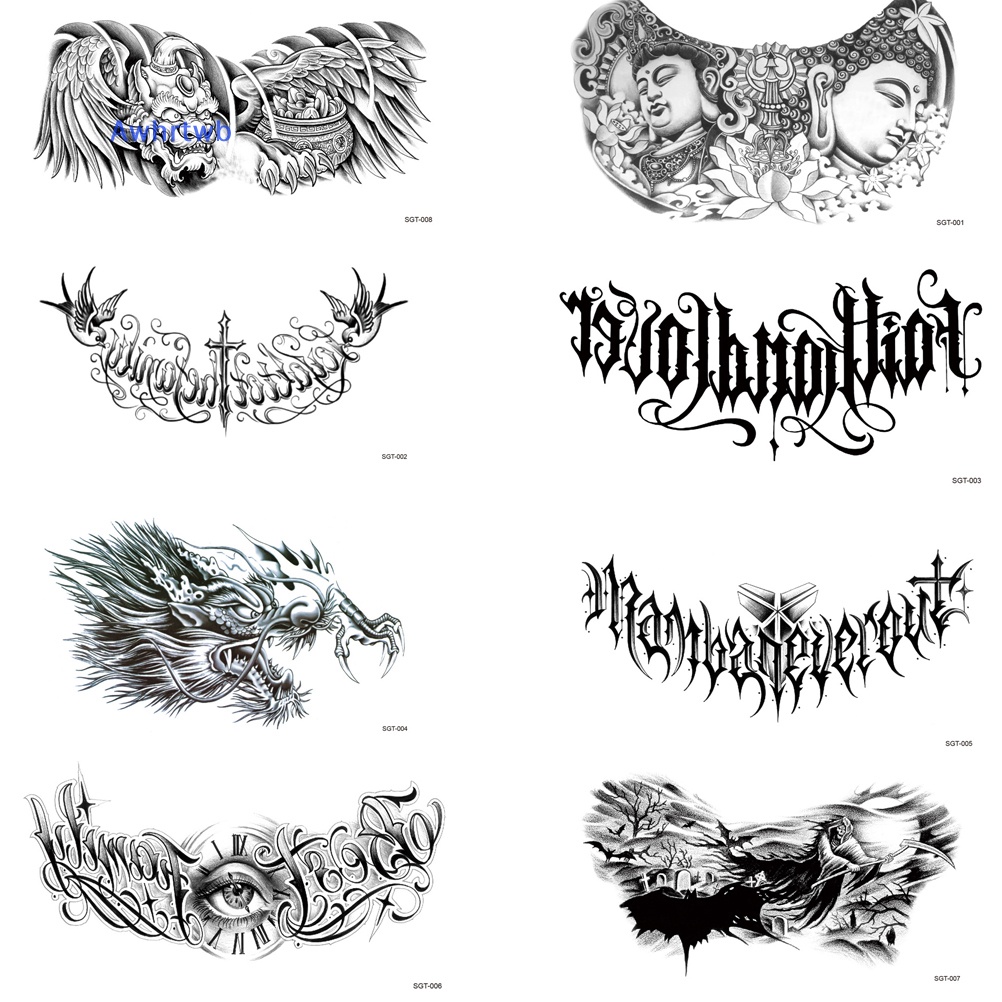 Miếng Dán Hình Xăm Tạm Thời Cỡ Lớn Chống Thấm Nước Mới