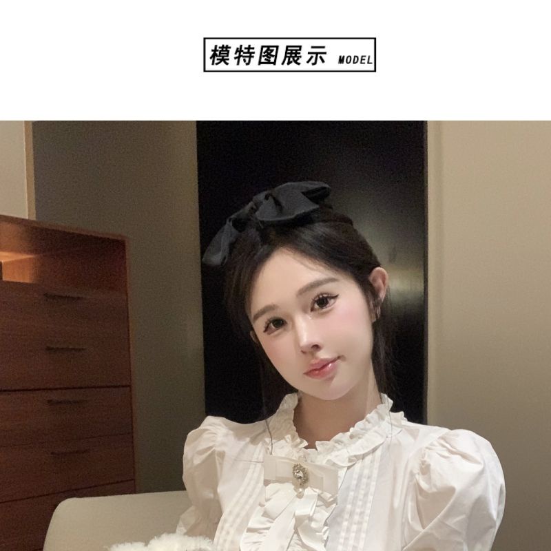 Áo Sơ Mi Tay Ngắn Dáng Ôm Thắt Nơ Phong Cách Pháp Thời Trang Mùa Hè Xinh Xắn Cho Nữ